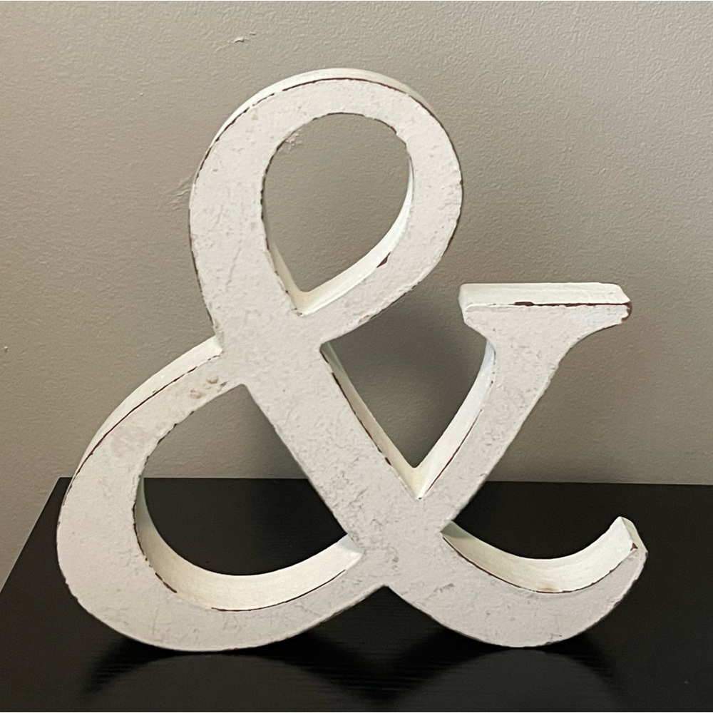 White Wooden Ampersand & - home accent/wedding decor